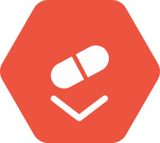 Capsule with downward arrow icon representing decreasing medication dosage