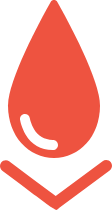 Blood cell icon with downward arrow representing low platelet counts