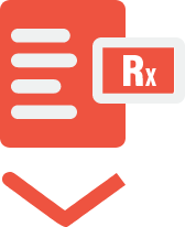 Prescription icon with downward arrow representing lowered medication dose